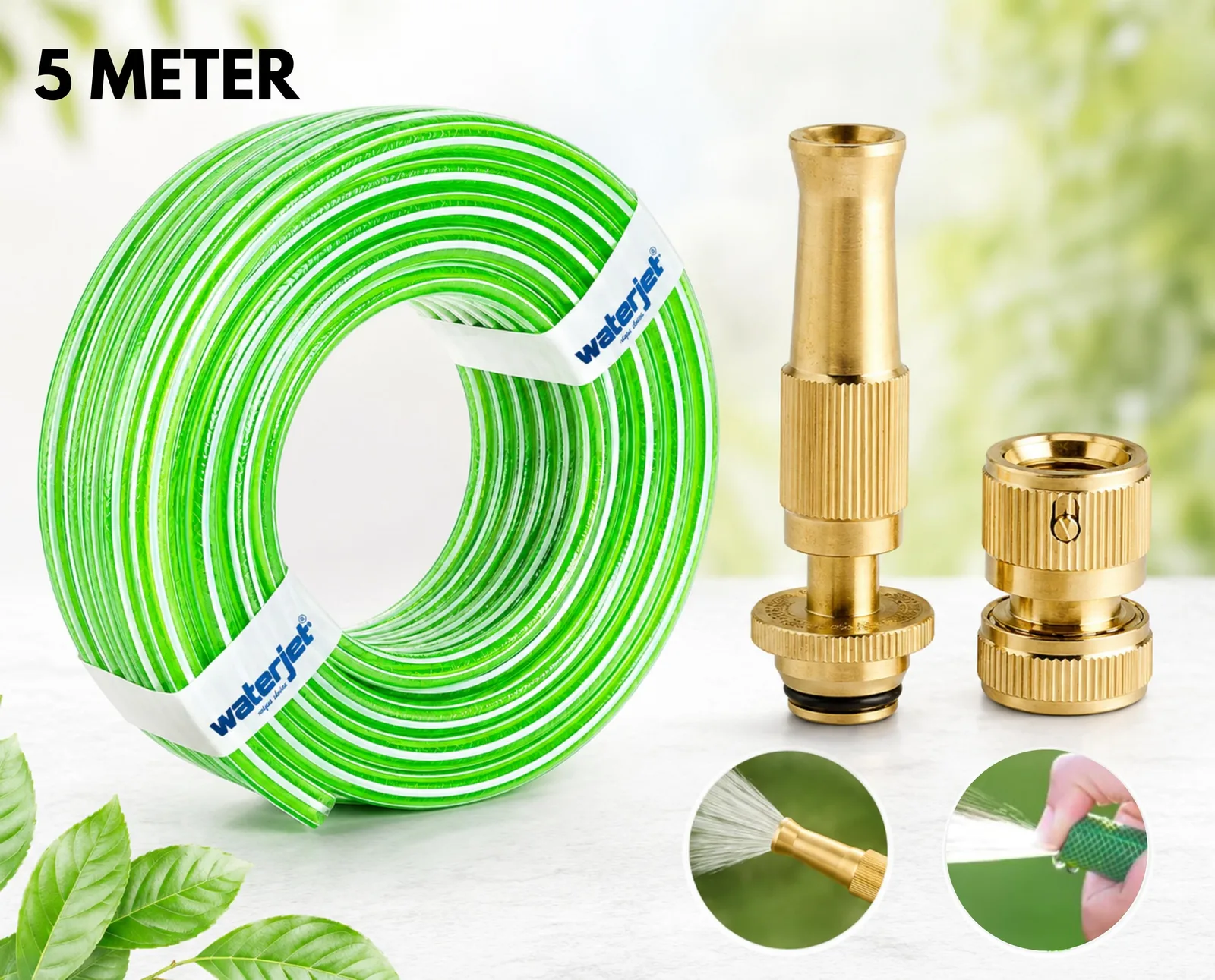 Premium 5 Meter Garden Hose Pipe + Free Brass Spray Nozzle – Flexible, Leak-Proof & Durable