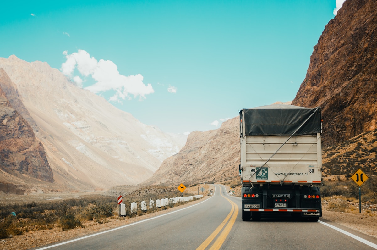 Freight truck on a highway for long-haul delivery